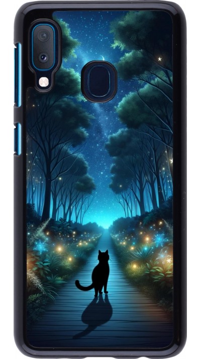 Coque Samsung Galaxy A20e - Chat noir promenade