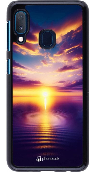 Coque Samsung Galaxy A20e - Coucher soleil jaune violet