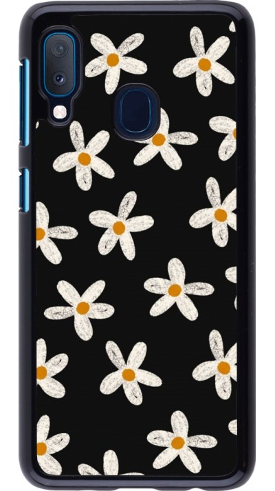 Samsung Galaxy A20e Case Hülle - Easter 2024 white on black flower