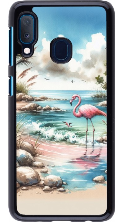 Coque Samsung Galaxy A20e - Flamant rose aquarelle