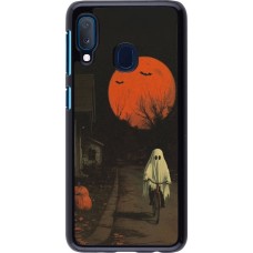 Samsung Galaxy A20e Case Hülle - Halloween 2025 Ghost on a bicycle
