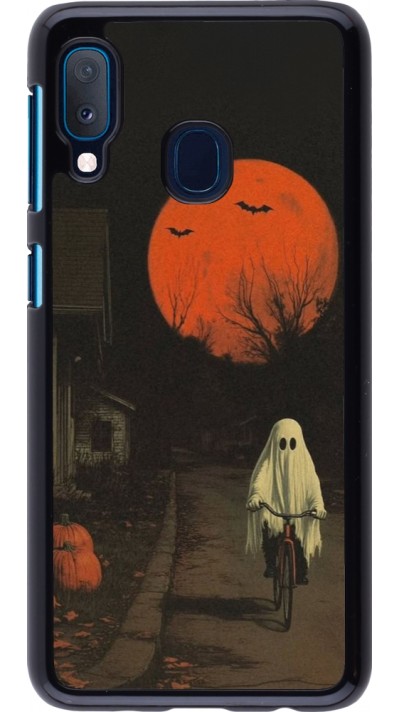 Samsung Galaxy A20e Case Hülle - Halloween 2025 Ghost on a bicycle