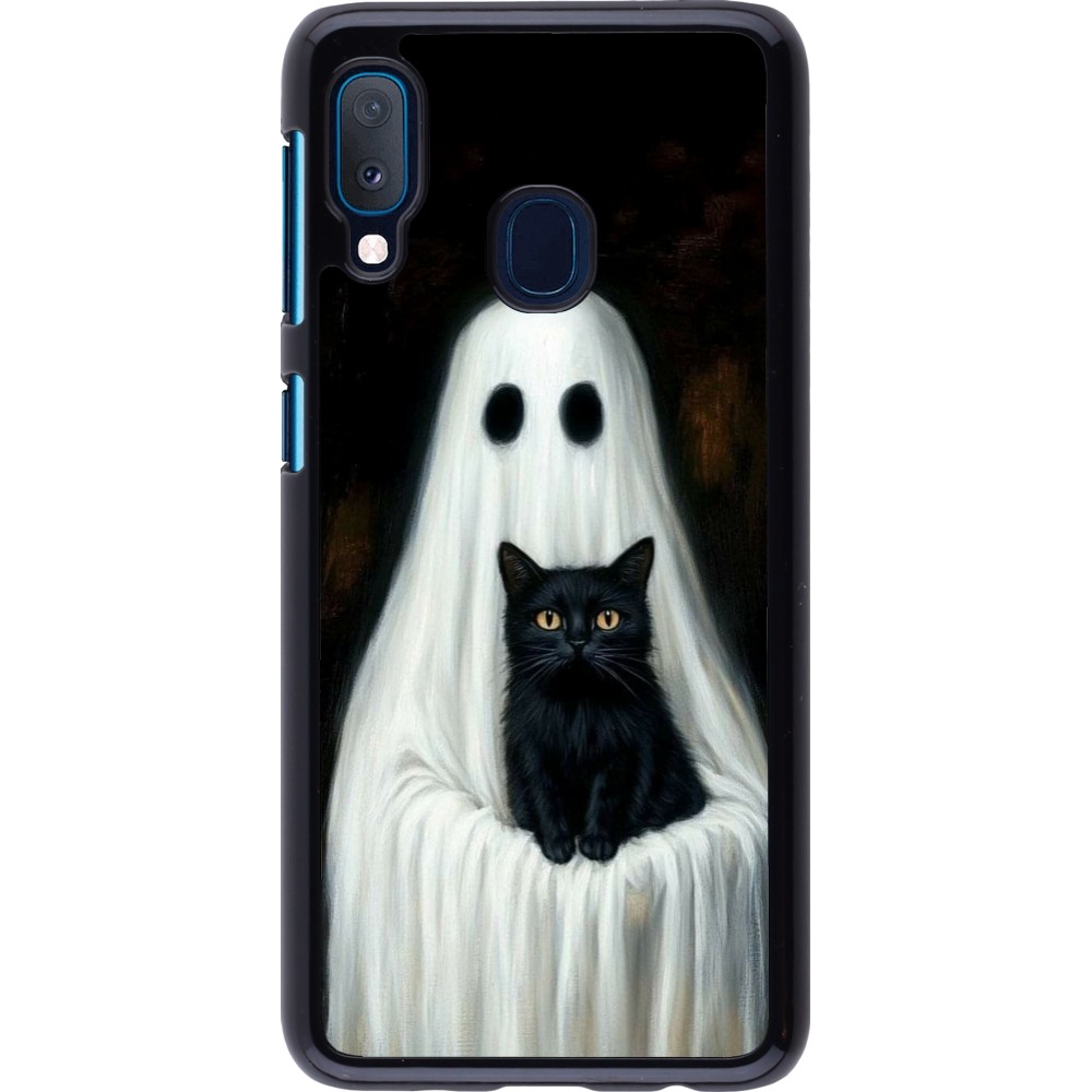 Samsung Galaxy A20e Case Hülle - Halloween 2025 Ghost with black cat