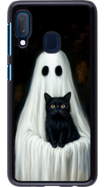 Samsung Galaxy A20e Case Hülle - Halloween 2025 Ghost with black cat