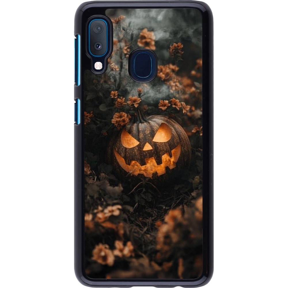 Samsung Galaxy A20e Case Hülle - Halloween 2025 Pumpkin with flowers