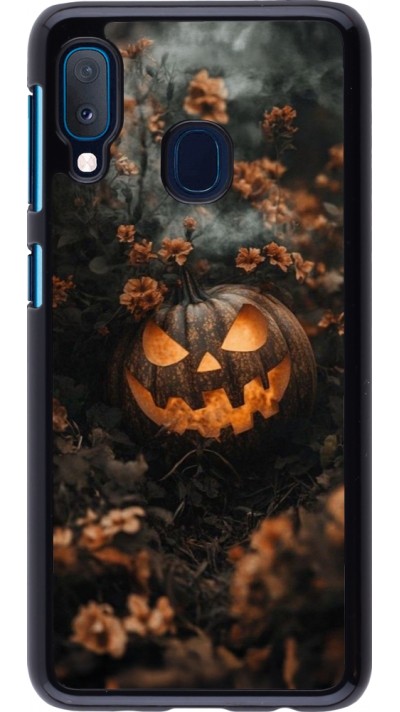Samsung Galaxy A20e Case Hülle - Halloween 2025 Pumpkin with flowers