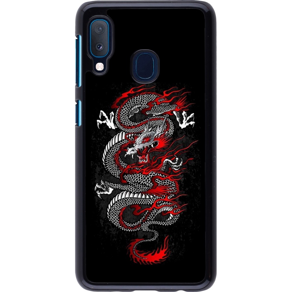 Samsung Galaxy A20e Case Hülle - Japanese style Dragon Tattoo Red Black
