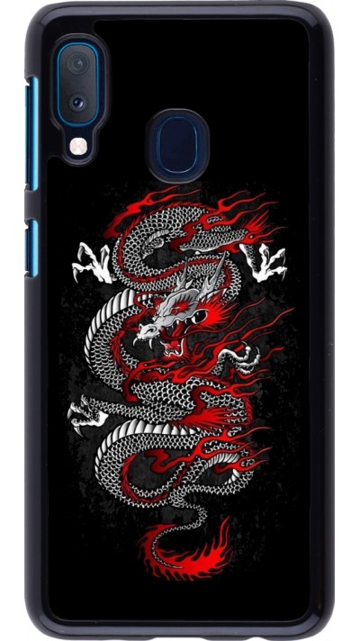 Samsung Galaxy A20e Case Hülle - Japanese style Dragon Tattoo Red Black