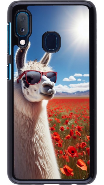 Coque Samsung Galaxy A20e - Lama Chic en Coquelicot