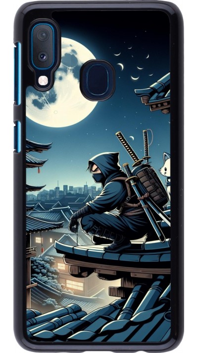 Samsung Galaxy A20e Case Hülle - Ninja unter dem Mond
