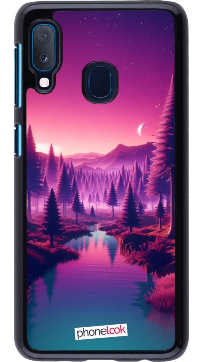 Coque Samsung Galaxy A20e - Paysage Violet-Rose