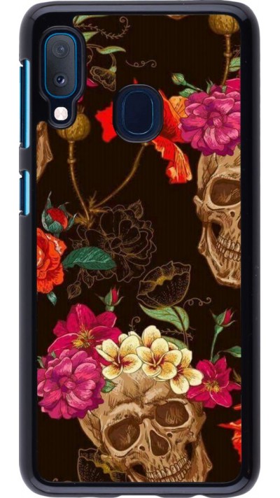 Coque Samsung Galaxy A20e - Skulls and flowers