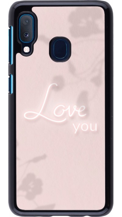 Coque Samsung Galaxy A20e - Valentine 2023 love you neon flowers shadows