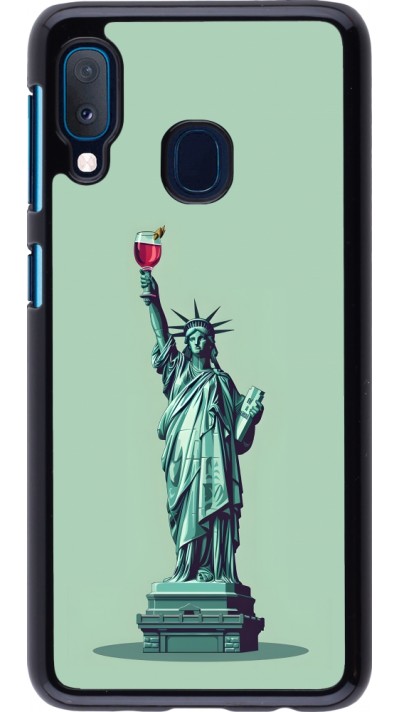 Samsung Galaxy A20e Case Hülle - Freiheitsstatue mit einem Glas Wein