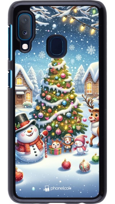 Coque Samsung Galaxy A20e - Noël 2023 bonhomme de neige et sapin