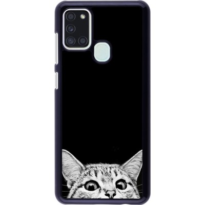 Hülle Samsung Galaxy A21s - Cat Looking Up Black