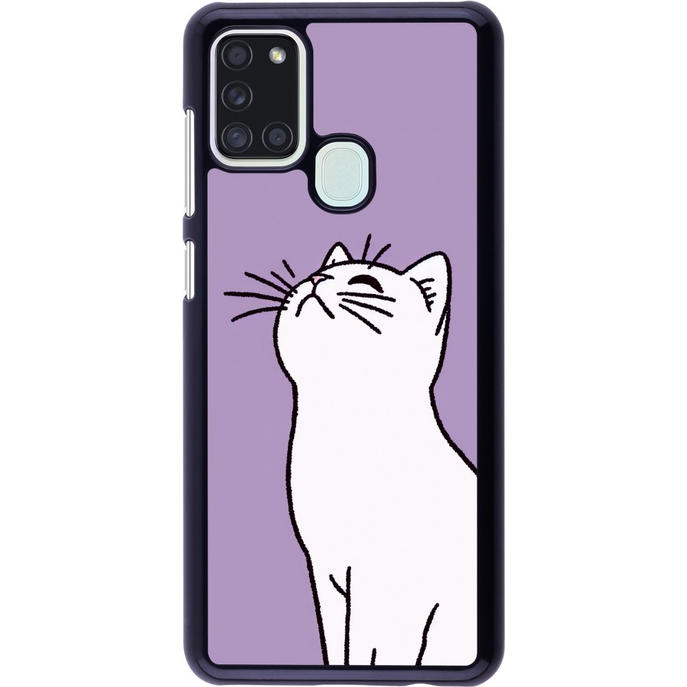 Coque Samsung Galaxy A21s - Chat sur fond violet