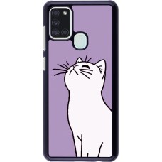 Coque Samsung Galaxy A21s - Chat sur fond violet