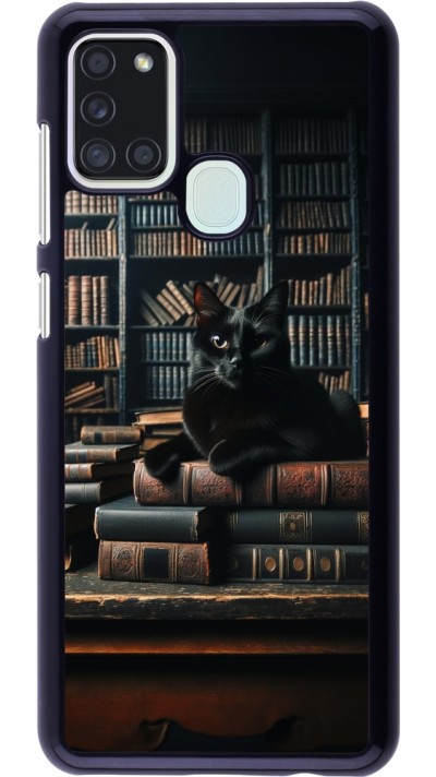 Coque Samsung Galaxy A21s - Chat livres sombres