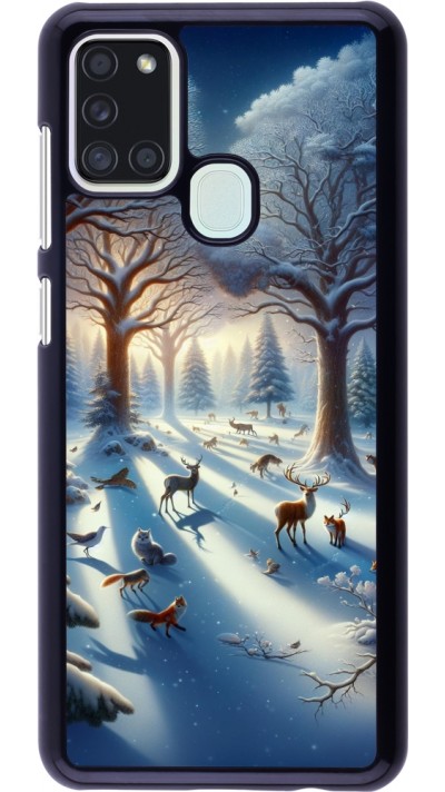 Coque Samsung Galaxy A21s - Forêt neige enchantée