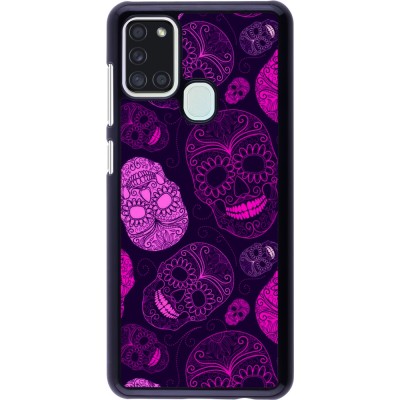 Samsung Galaxy A21s Case Hülle - Halloween 2023 pink skulls