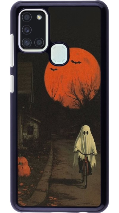 Samsung Galaxy A21s Case Hülle - Halloween 2025 Ghost on a bicycle
