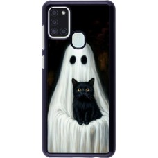 Samsung Galaxy A21s Case Hülle - Halloween 2025 Ghost with black cat