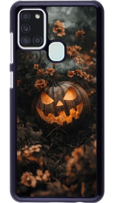 Samsung Galaxy A21s Case Hülle - Halloween 2025 Pumpkin with flowers