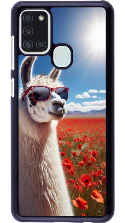 Coque Samsung Galaxy A21s - Lama Chic en Coquelicot