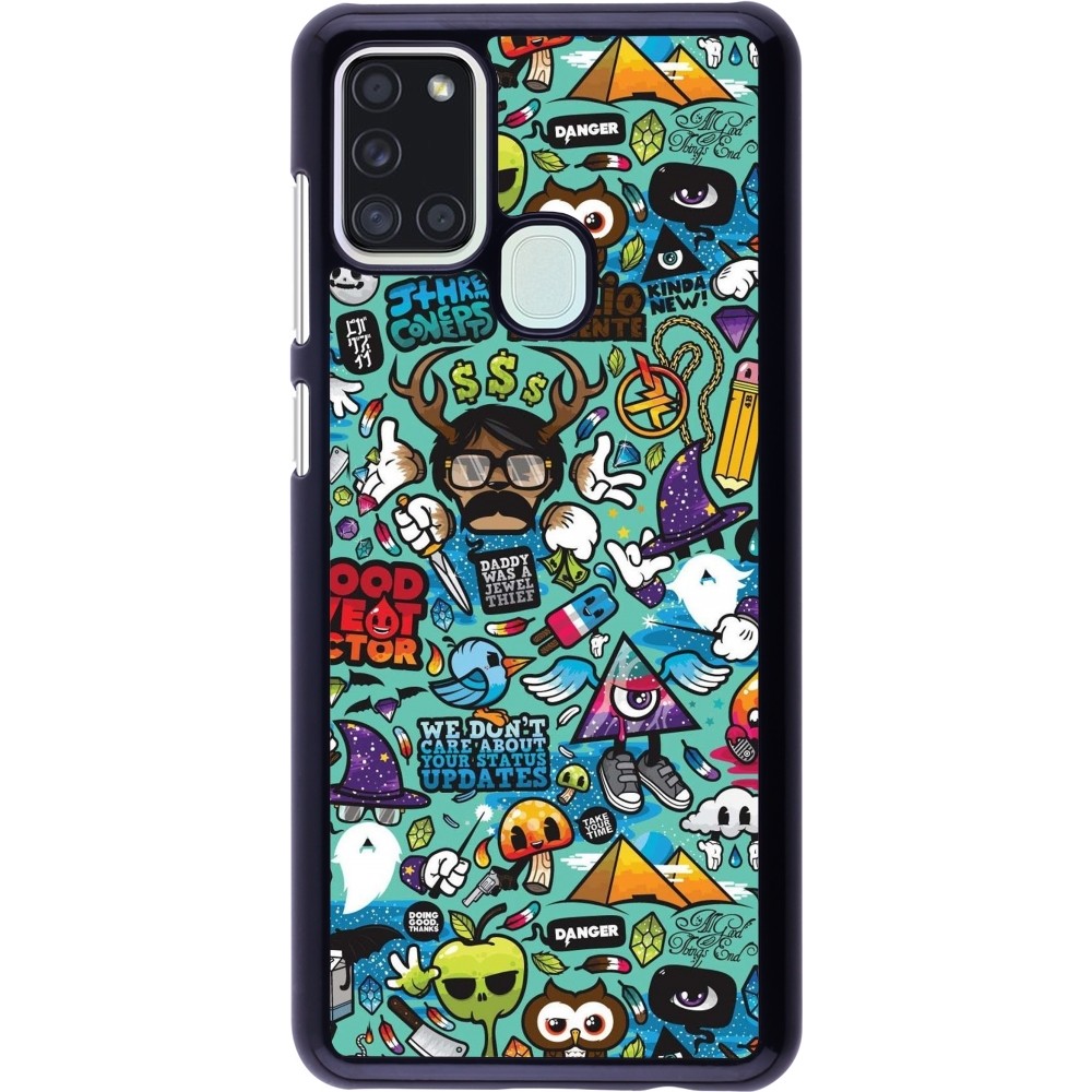 Samsung Galaxy A21s Case Hülle - Mixed Cartoons Turquoise