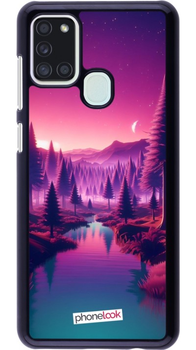 Coque Samsung Galaxy A21s - Paysage Violet-Rose