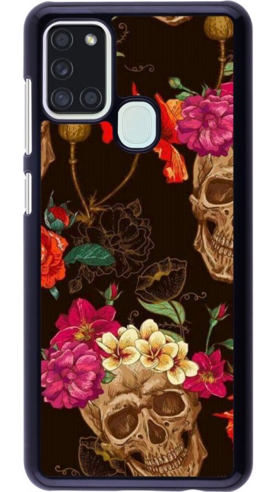 Coque Samsung Galaxy A21s - Skulls and flowers