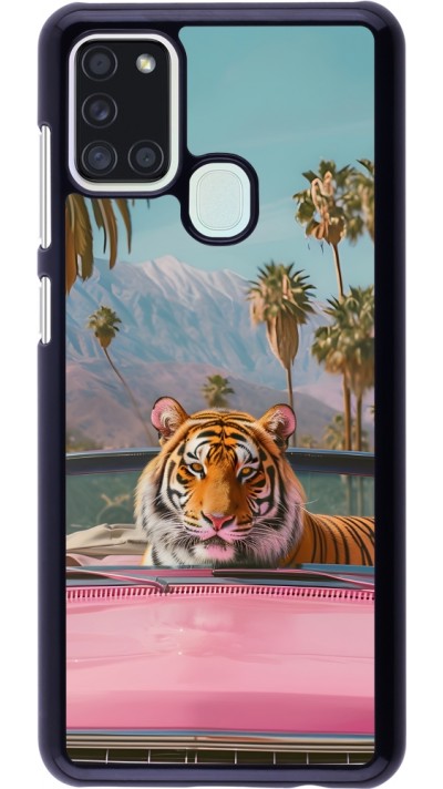 Coque Samsung Galaxy A21s - Tigre voiture rose