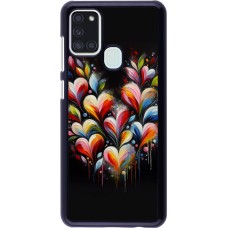 Samsung Galaxy A21s Case Hülle - Valentin 2024 Schwarzes Herz Abstrakt