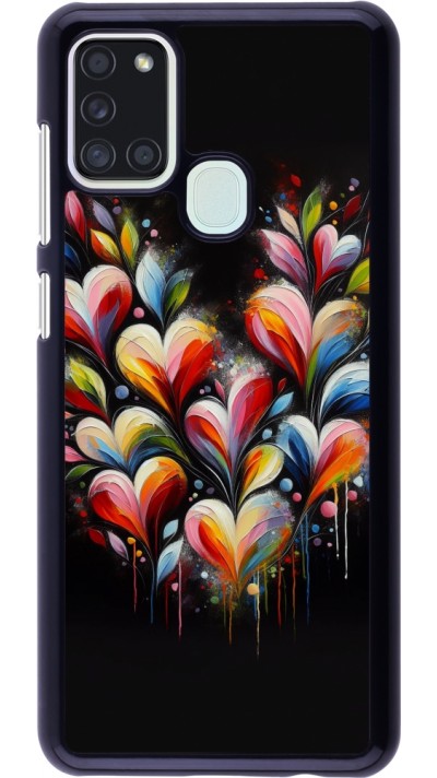 Coque Samsung Galaxy A21s - Valentine 2024 Coeur Noir Abstrait