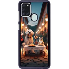 Samsung Galaxy A21s Case Hülle - Valentin 2024 Hund & Katze Kerzenlicht