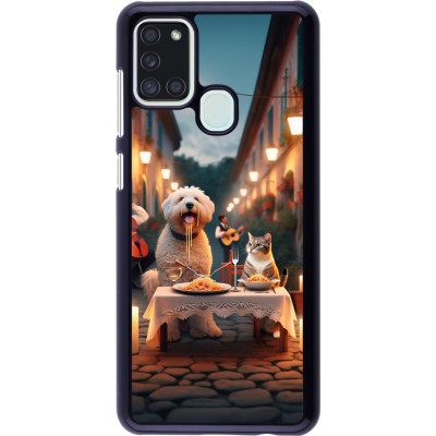 Coque Samsung Galaxy A21s - Valentine 2024 Dog & Cat Candlelight