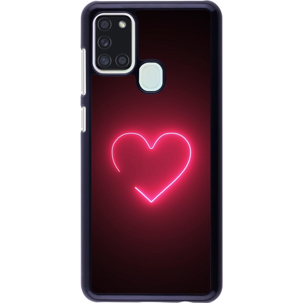 Samsung Galaxy A21s Case Hülle - Valentine 2023 single neon heart