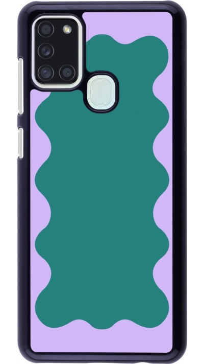 Coque Samsung Galaxy A21s - Wavy Rectangle Green Purple