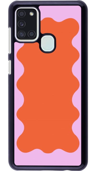 Coque Samsung Galaxy A21s - Wavy Rectangle Orange Pink