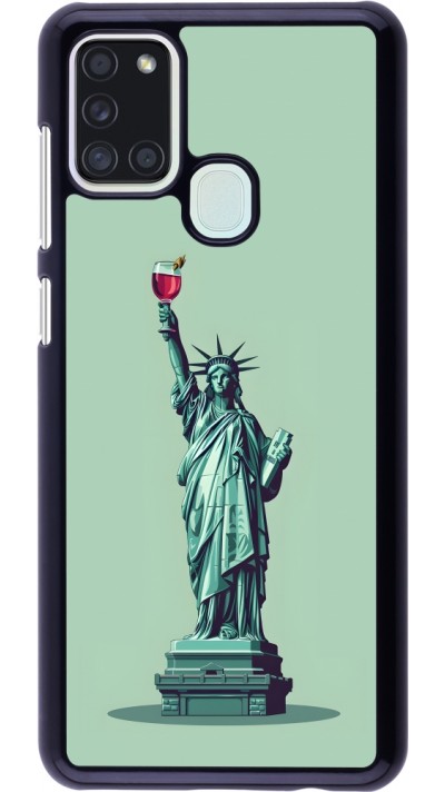 Coque Samsung Galaxy A21s - Wine Statue de la liberté avec un verre de vin