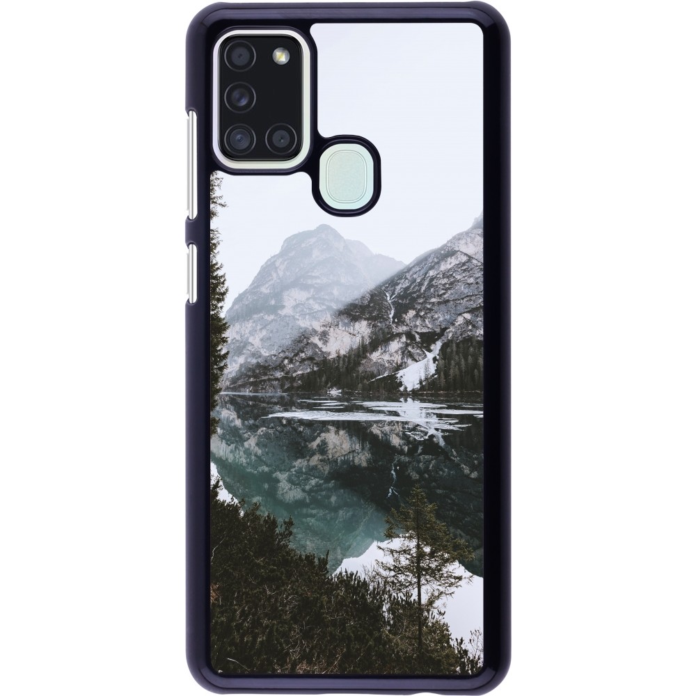 Samsung Galaxy A21s Case Hülle - Winter 22 snowy mountain and lake