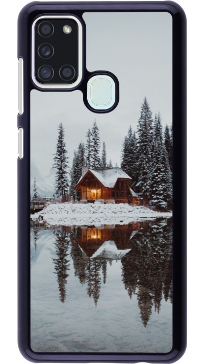 Samsung Galaxy A21s Case Hülle - Winter 25 Winter house forest afternoon