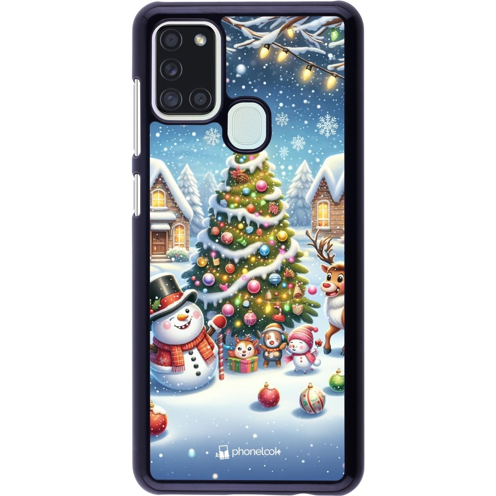 Samsung Galaxy A21s Case Hülle - Weihnachten 2023 Schneemann und Tannenbaum