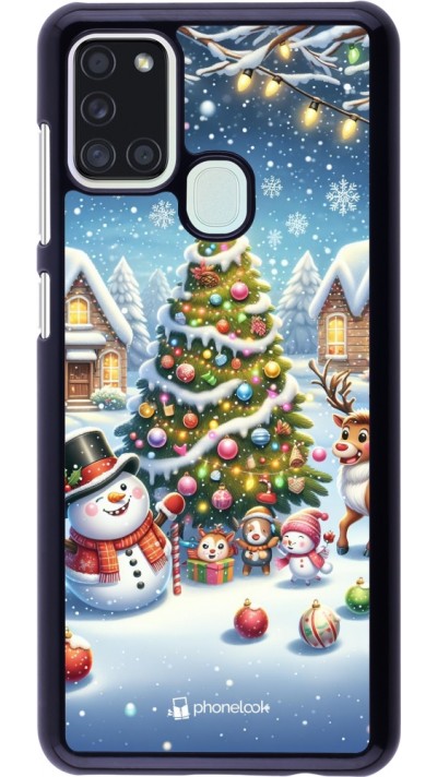 Samsung Galaxy A21s Case Hülle - Weihnachten 2023 Schneemann und Tannenbaum
