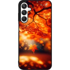 Coque Samsung Galaxy A25 - Silicone rigide noir Automne Magique Orange