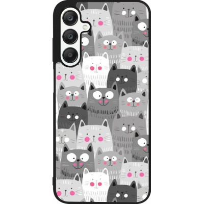 Coque Samsung Galaxy A25 - Silicone rigide noir Chats gris troupeau