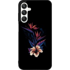 Coque Samsung Galaxy A25 - Silicone rigide noir Dark Flowers