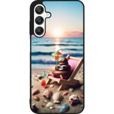Samsung Galaxy A25 Case Hülle - Silikon schwarz Kackhaufen Emoji auf Liegestuhl