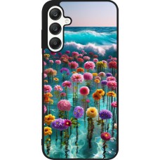Coque Samsung Galaxy A25 - Silicone rigide noir Flower sea waves